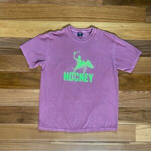 HOCKEY Pink Graphic Tee with Neon Green Logo
